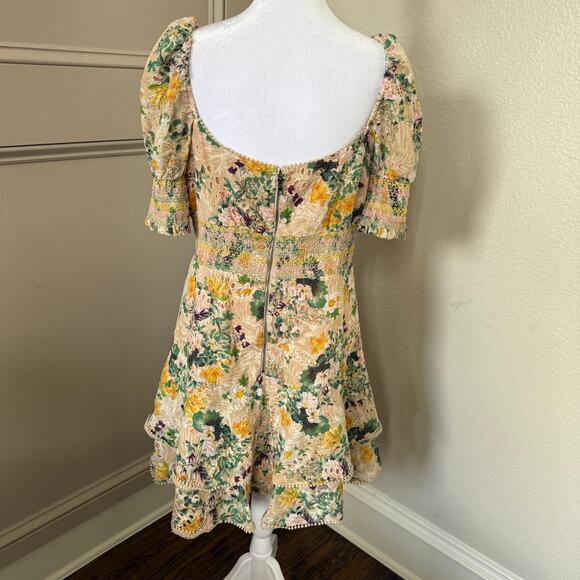Alice+Olivia Crawford Floral Puff-Sleeve Minidress Est Sz 10/12 SEE DESCRIPTION - Picture 5 of 12